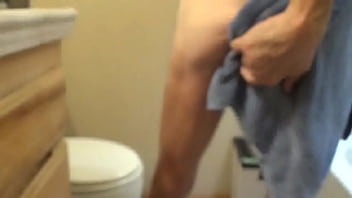 Daddy takes shower and pumps cock
